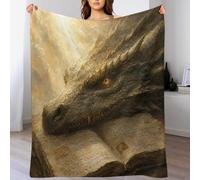 Dragon Resting on Ancient Book, Sunbeam, Coperta Divano, Calda, Lettura