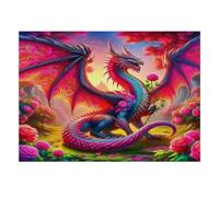 Dragon Rose Garden - 1000 pezzi per adulti, mini puzzle difficile | 52 x 38 cm, scatola decorativa per soggiorno, struttura durevole, regalo di compleanno, rilassamento