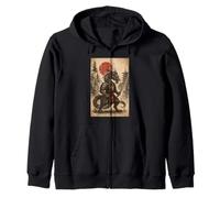 Dragon Samurai Warrior Japanese Vintage Graphic Ukiyo-e Art Felpa con Cappuccio