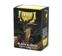 Dragon Shield - Bustine protettive Doppie, opache, Dimensioni Standard, 100 Pezzi, morbide e Resistenti, per Carte da Gioco collezionabili Pokemon, One Piece e Magic: The Gathering, Nero e Oro