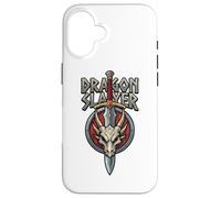 Dragon Slayer Fantasy RPG Spada Dragon Skull Medieval Gamer Custodia per iPhone 16