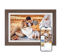 Dragon Touch Cornice digitale WiFi da 10,1 pollici, touch screen HD IPS, rotazione automatica, condivisione istantanea di foto/video, memoria da 32 GB, famiglia e amici-marrone