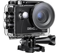 Dragon Touch Vision 3 Action Camera - 4K30FPS 20MP Impermeabile Subacquea Fotocamera 170° Grandangolare WiFi Sport Cam con 2 Batterie, Telecomando e Kit Accessori di Montaggio