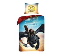 DRAGON TRAINER Copripiumino SET LETTO 140x200cm Poliestere DRAGONS FLIGHTS