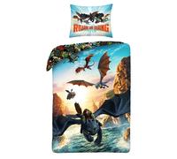 DRAGON TRAINER Copripiumino SET LETTO 140x200cm Poliestere DRAGONS ROARING