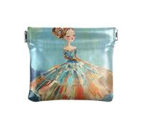 Dragon Treasure Cave - Portamonete in pelle, impermeabile, per donne e ragazze, Bambola Bella Vestito Blu, 1 size, moderno