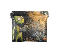 Dragon Treasure Cave - Portamonete in pelle, impermeabile, per donne e ragazze, Cortile di terra alieni, 1 size, moderno