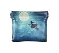 Dragon Treasure Cave - Portamonete in pelle, impermeabile, per donne e ragazze, Strega Scopa Cielo Chiaro Di Luna, 1 size, moderno