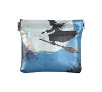 Dragon Treasure Cave - Portamonete in pelle, impermeabile, per donne e ragazze, Volo strega al chiaro di luna, 1 size, moderno