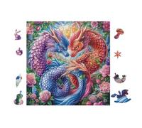 Dragon Twins Puzzle 100 Pezzi Per Attività Scolastiche Cartone Spesso Per Bambini Miglioramento Coordinazione Per Educazione Artistica Qualità Garantita 28x28cm