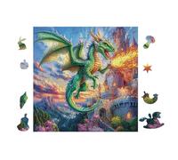 Dragon with Rainbow Wings Rompicapo 100 Pezzi Per Adulti Studenti Cartone Riciclato Per Svago Dopo Lo Studio Antistress Rilassante Nuovo Design Edizione Limitata 28x28cm
