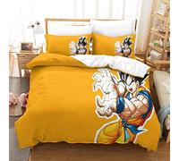 DragonBall Set Copripiumino 3D Con Stampa Anime Characters , Con Federa Coordinata,per Ragazzi E Ragazze, 100% Cotone，Trapunta Cotone Ipoallergenico，Biancheria Da Letto Con Cerniera King（220x240cm）