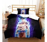DragonBall Set Copripiumino 3D Con Stampa Anime Characters , Con Federa Coordinata,per Ragazzi E Ragazze, 100% Cotone，Trapunta Cotone Ipoallergenico，Biancheria Da Letto Con Cerniera Single（135x200cm）