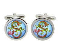 Dragone Cinese Gemelli IN Cromo Scatola