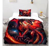 Dragone della Fiamma Set Di Biancheria Da Letto in Morbida Microfibra Animal Set Copripiumino 2 Pezzi Per Bambini,ragazzi,ragazze,adulti(1 Federa 50x75) Single(135x200cm)