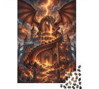 Dragone FuocoPuzzle 1000 Pezzi Cartone Spesso Anziani Fortezza medievale Allenamento Cognitivo Miglioramento Memoria, Tempo Libero, Regalo Amatori 52x38cm/1000pcs