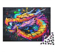 Dragone Graffiti Puzzle 1000 Pezzi Carta per Adulti Stile Street Art Gioco di Puzzle 1000 Pezzi Decorazione Relax Attività per Famiglia 52x38cm/1000pcs