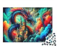 Dragone Puzzle Da 1000 Pezzi Per Adulti, Cartone Resistente,Castello Arte fantasiae Decorazione Murale, Regalo Del Festival Di Primavera, Attività Indoor 38x26cm/1000pcs