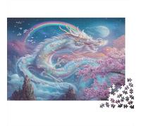 Dragone Puzzle Impossibili 1000Pcs Fiori di ciliegio arcobaleno Decorazione Per La Casa. Giochi Rilassamento E Intelligence Per Adulti E Ragazzi Da 14 Anni 1000pcs (75x50cm)