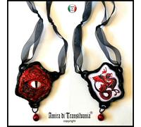 Dragone Rosso Nero Pendente Pendaglio Collana Amuleto Gioiello Talismano Gotico
