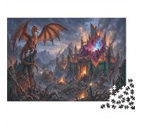Dragone RossoPuzzle 1000 Pezzi Cartone Spesso Per Anziani Fortezza magico Allenamento Cognitivo Miglioramento Memoria, Tempo Libero, Regalo Nonni 38x26cm/1000pcs