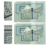 Dragonfly Geometric Cross Stitch Kit, DIY Needlepoint Starter Kit for Adults, Color Stamped Embroidery Kits with Full Instructions Threads Needles Beads