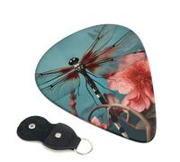 Dragonfly On The Flower - 6 plettri per chitarra, stampa su entrambi i lati, per chitarra acustica, basso, ukulele, chitarra elettrica (0,46 mm, 0,71 mm, 0,96 mm)