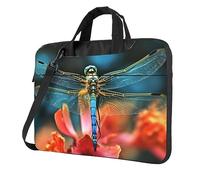 Dragonfly On The Flower Laptop Tote Bag per uomo donna manica del computer portatile borsa a tracolla valigetta messenger borsa del computer, Nero, 14 inch