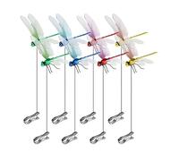 Dragonfly Rod Clip 8 Pieces Fake Dragonfly Insert Pole Clip Realistic Colorful Garden Decor Natural Stakes Fly Scare Devices for Indoor Outdoor Yard Plants Patio