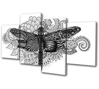 Dragonfly Sketch Mandala Animals MULTI TELA parete arte foto stampa