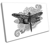 Dragonfly Sketch Mandala Animals SINGLE TELA parete arte foto stampa