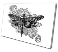 Dragonfly Sketch Mandala Animals SINGLE TELA parete arte foto stampa