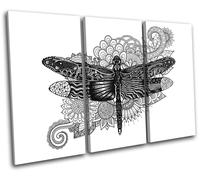 Dragonfly Sketch Mandala Animals TREBLE TELA parete arte foto stampa