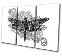 Dragonfly Sketch Mandala Animals TREBLE TELA parete arte foto stampa