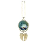Dragonfly with Water Lily Car Hanging Ornament Rear View Mirror Pendant Lucky Presents Hanging Ornament Funny Car Pendant for Office Auto Home Decoration Gold-style