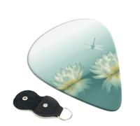 Dragonfly with Water Lily Plettri per chitarra, 6 plettri per chitarra, stampati su entrambi i lati, per chitarra elettrica, basso, ukulele (0,46 mm, 0,71 mm, 0,96 mm)