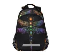 Dragonfly - Zaini con sfondo nero per bambini, per la scuola, per studenti, per ragazzi e ragazze, borsa casual, Libellula Sfondo Nero, Taglia unica