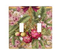 Dragonfruit - Placca di copertura per interruttore della luce doppia, motivo orchidee floreali tropicali, in plastica, dimensioni standard, per casa, soggiorno, nuovo appartamento
