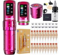 Dragonhawk Kit per tatuaggi L3, set completo per pistola per tatuaggi, potente motore Mcore, 2 batterie di alimentazione per tatuaggi, cartucce per artisti, colore rosa