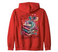 Dragons And Books Cute Baby Dragon Reader Book Lover Girl Felpa con Cappuccio