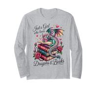 Dragons And Books Cute Baby Dragon Reader Book Lover Girl Maglia a Manica
