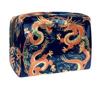 Dragons - Beauty case circolare da donna, per articoli da toeletta da viaggio, grande, in PVC, pratico astuccio organizer con cerniera, Multi, 18.5x7.5x13cm/7.3x3x5.1in, Beauty case