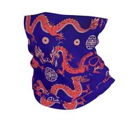 Dragons Chinese Ancient Ornament Blue Ghetta da Collo Elastico Scaldacollo Multiuso Sciarpa A Mezza Faccia per Donna Pesca Outdoor 25X50Cm