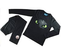 Dragons DreamWorks Pigiama per bambini Ohnezahn Toothless taglia 104 fino a 158, nero, Nero , 140-146
