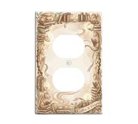Dragons Duplex Outlet Covers Placca da parete, Fantasy Libri Fantasia Caffè Autunno Beige Plastica Dimensioni Standard Coperture decorative per Soggiorno Camera da Letto Casa Ufficio Decor