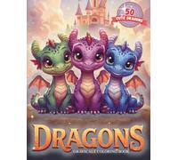 Dragons Grayscale Coloring Book - 50 Cute Dragons | Large 8.5 x 11 inch format for comfortable coloring | Singe-Sided Pages