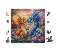 Dragons in Waterfall Forest Rompicapo 100 Pezzi Per Regalo Di Battesimo Cartone Spesso Per Bambini Tema Baby Per Attività Educativa Con Confezione Regalo Da Passatempo 28x28cm