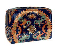 Dragons intrecciati in una borsa cosmetica circolare per donne, beauty case da viaggio grande in PVC pratico organizer con cerniera, Multi, 18.5x7.5x13cm/7.3x3x5.1in, Beauty case