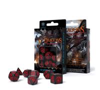 Draghi RPG Dadi Set Nero e Rosso Gioco di Ruolo Giochi Q-Workshop Dnd Roll Nuovo