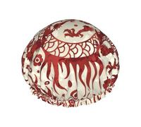 Dragons1 - Cuffia per capelli da doccia, grande, riutilizzabile, impermeabile, a doppio strato, da donna, con fodera in PEVA e corda elastica